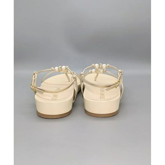 STUART WEITZMAN Pearl Knot Metallic Leather Flat Sandals Size 7 B MSRP $395 - Picture 5 of 8
